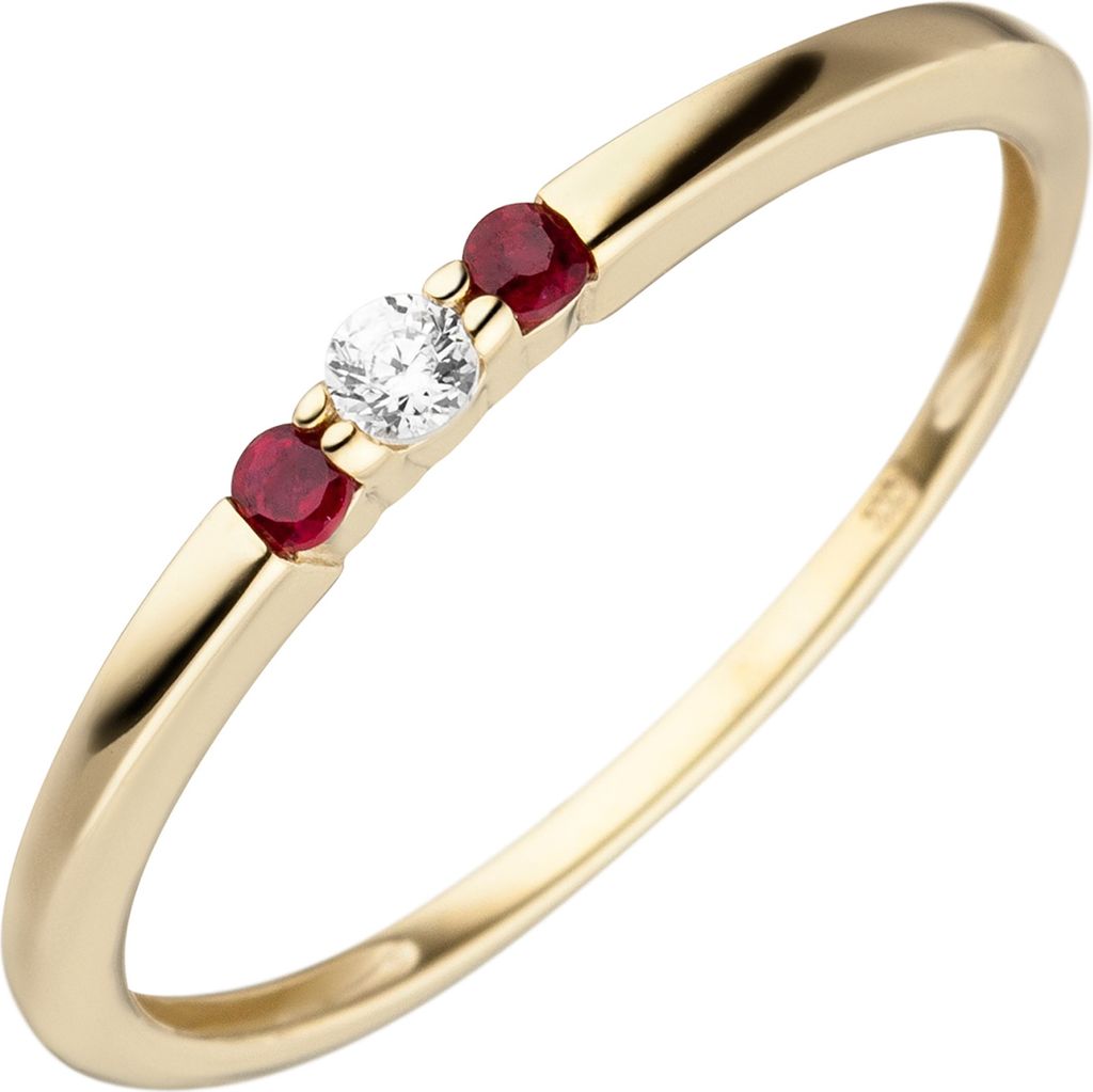 Gr. 58 Damen Ring schmal 333 Gold Gelbgold 2 Rubine 1 Produktbild 