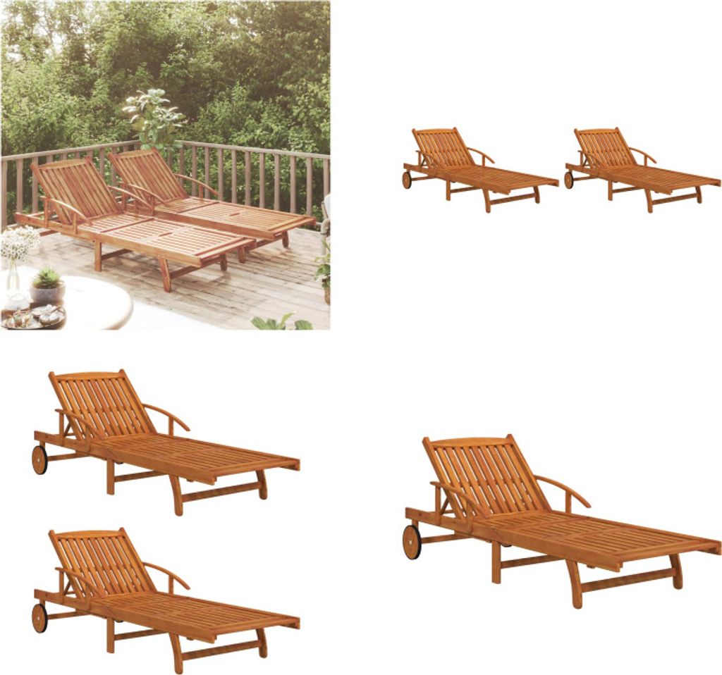 vidaXL Sonnenliegen 2 Stk. Massivholz Akazie - Sonnenliege - Sonnenliegen - Sonnenliege Holz - Tagesbett