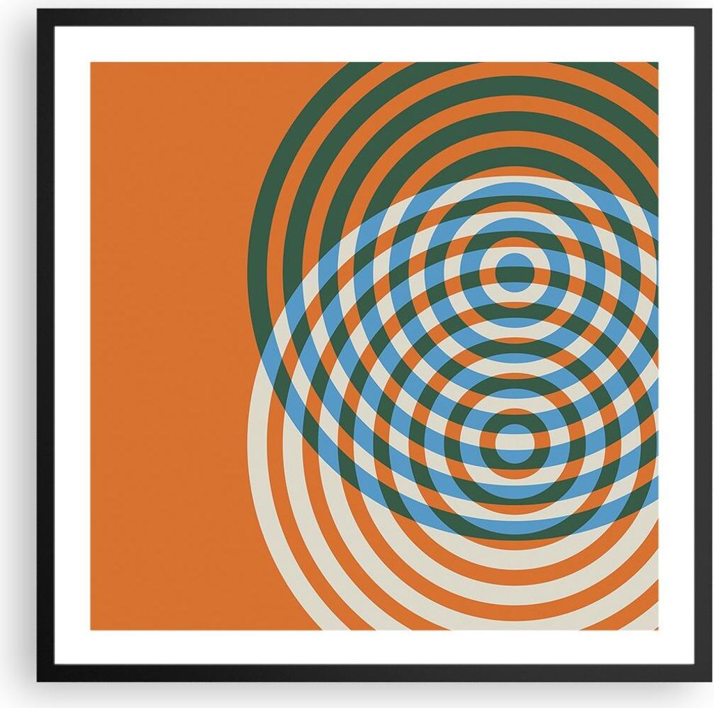 Gerahmtes Poster - Schwarzer Rahmen - Abstraktion Modern Kreise - 60x60 cm - Wand Bild - Wanddeko - Wandbilder - Kunstposter - Wandposter - Bilderr...