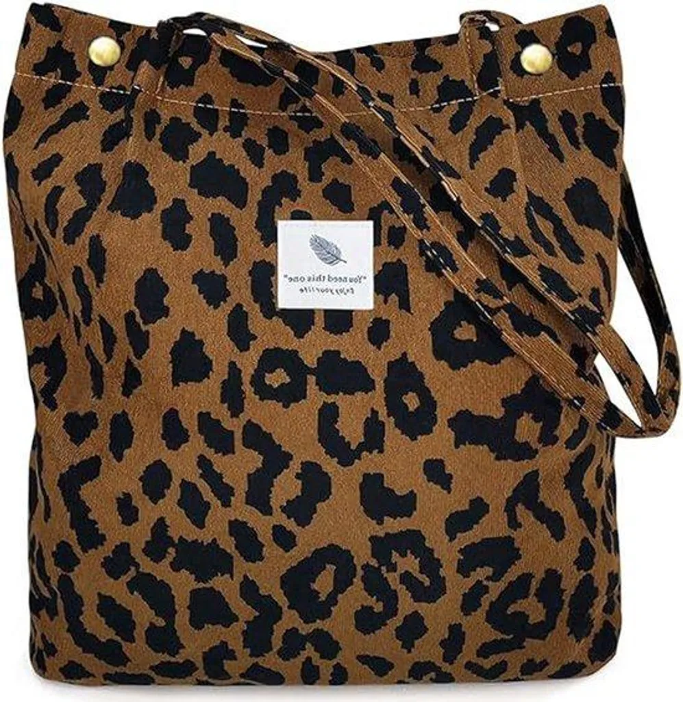 Sac à dos léopard en velours côtelé anti-encombrement avec poches femme