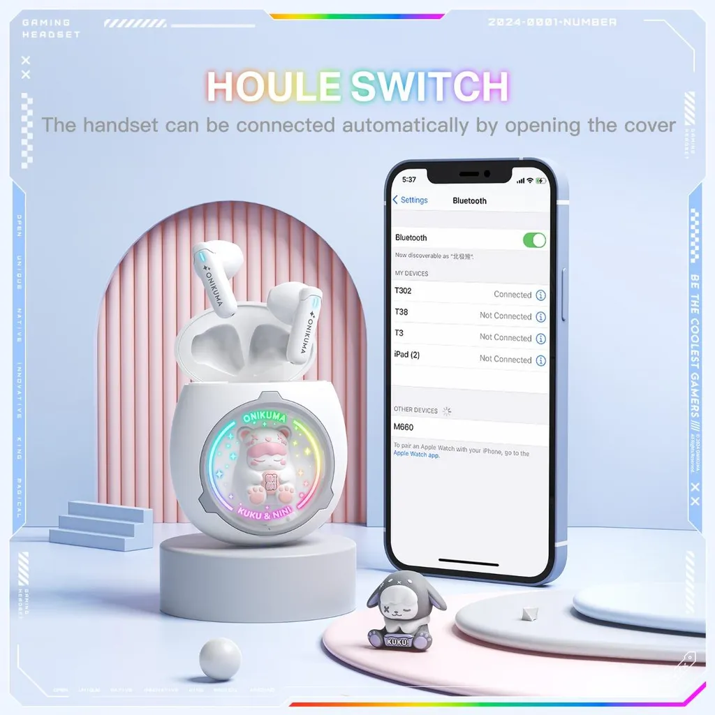 Écouteurs TWS Bluetooth 5.3 INF en ABS Blanc avec Charge Rapide Type-C - 9