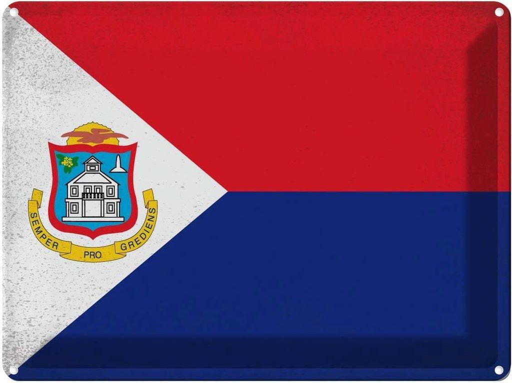 vianmo Blechschild 30x40 cm Sint Maarten Flagge Fahne Wappen