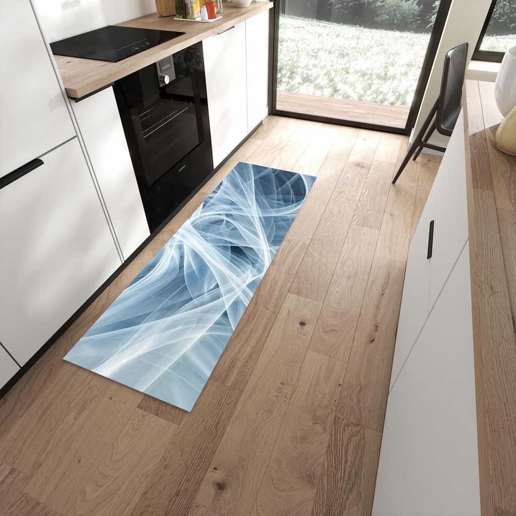 Küchenteppich 60x180cm rutschfest & abwischbar PVC Läufer - Transparente Schleier