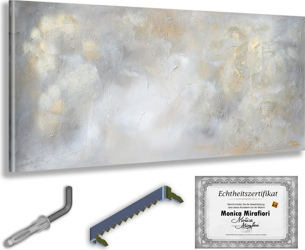Monica Mirafiori I 100% HANDGEMALT I Gemälde "Attention" 120x60cm | Gemälde Handgemalt | Acrylgemälde | Sehr Großes Acrylbild I Moderne Kunst I...