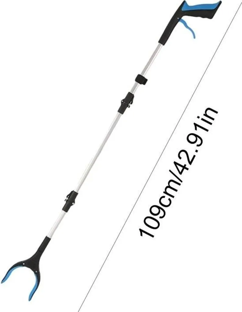 Ramasse-déchets télescopique de 109 cm avec griffe antidérapante bleu - 2