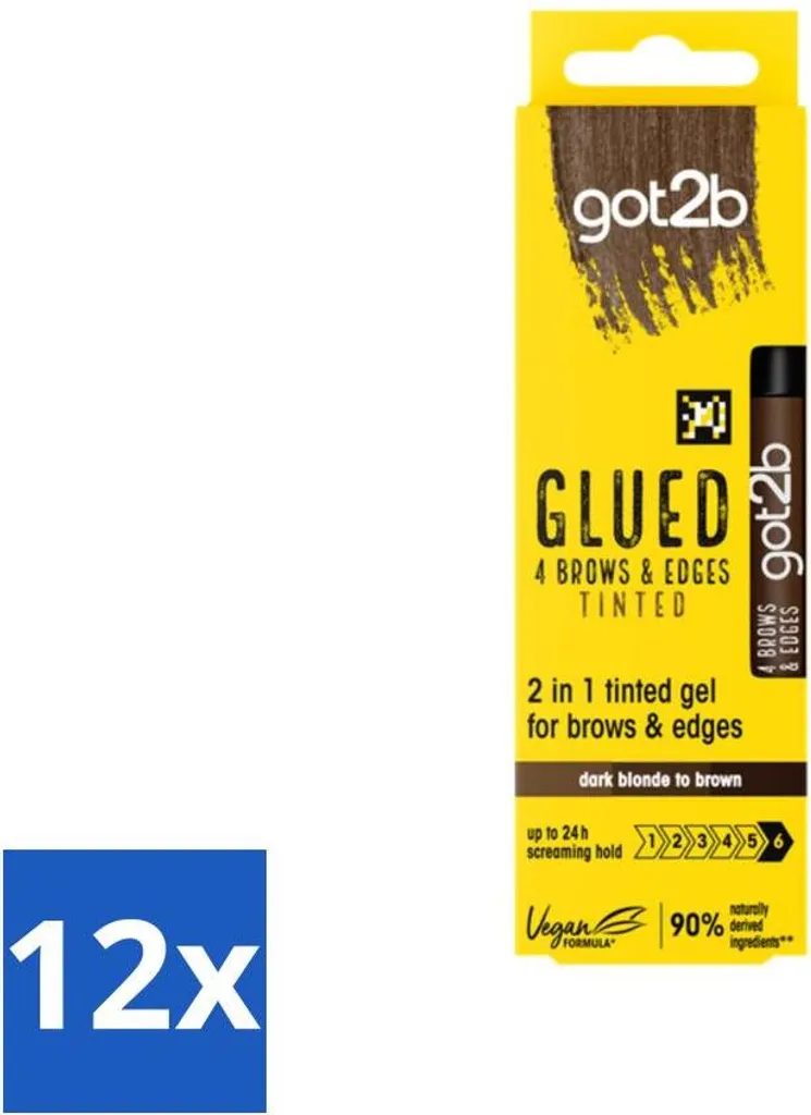 Got2B - Gel 2 in 1 - Sopracciglia e bordi marrone scuro - 16 ml - Value Pack - 12 pezzi