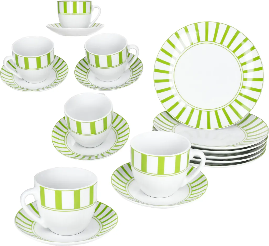 Offerta servizio caffè 18 pezzi porcellana Split verde 6 persone - 1