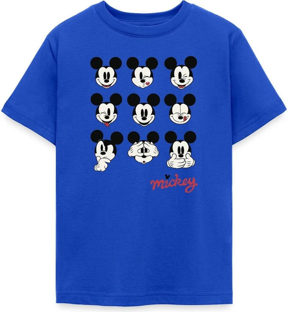 Mickey & Minnie Mickey Mouse Gesichtsausdrücke Teenager T-Shirt, 134/146 (9-11 Jahre), Royalblau