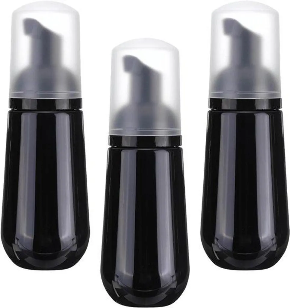 Lot de 3 Bouteilles Mousseur de Savon 60ml Noir Format Avion et Cabine