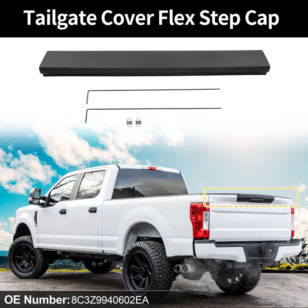 Heckklappenabdeckung Mittelkappe Flexibler Trittleistenabschluss für Ford F250 F350 Super Duty 2008-2016 Heckklappenbettabdeckung Schutz Nr.8C3Z99...