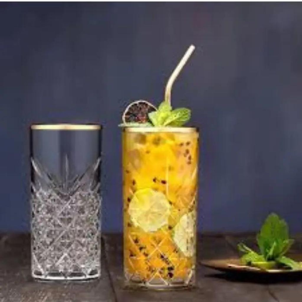 Verre longdrink Pasabahce Timeless bord doré 45 cl, lot de Image du produit 
