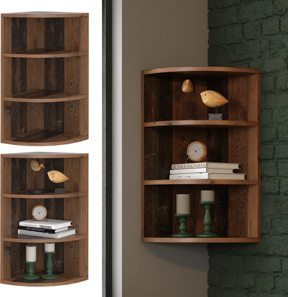 Étagère d'angle compacte Vicco Ecki Finition Bois Antique Résistante