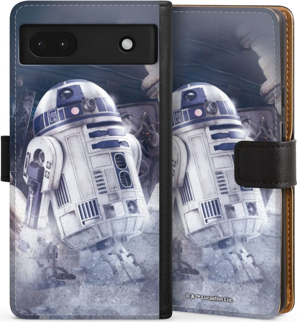 DeinDesign Klapphülle für Google Pixel 6a Handytasche Lederhülle Tasche Fanartikel Roboter Star Wars