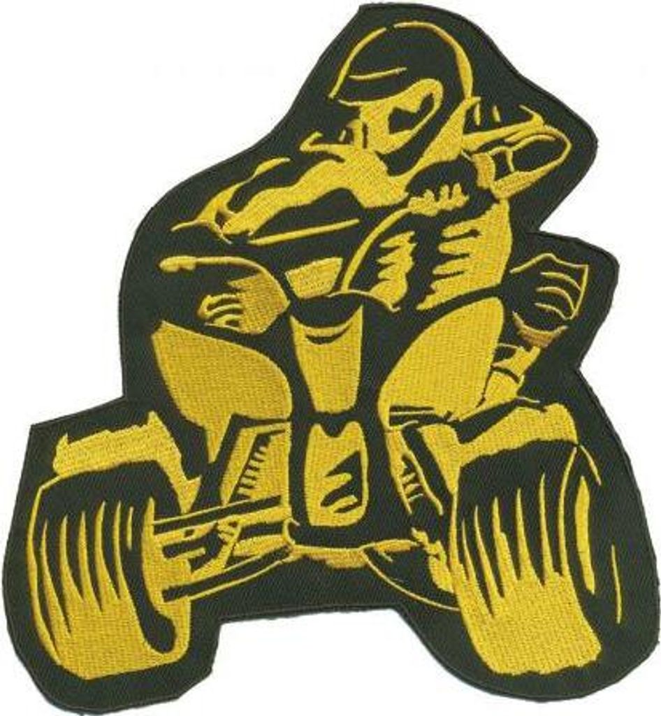 Rückenaufnäher - Quadfahrer- 88566 gelb - Gr. ca. 23 x 25 cm
