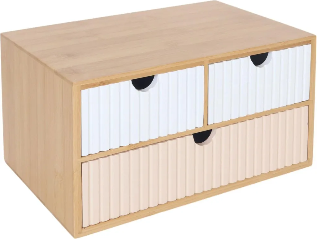 Boîte à tiroirs en bambou pour organiser maquillage et bijoux avec soin