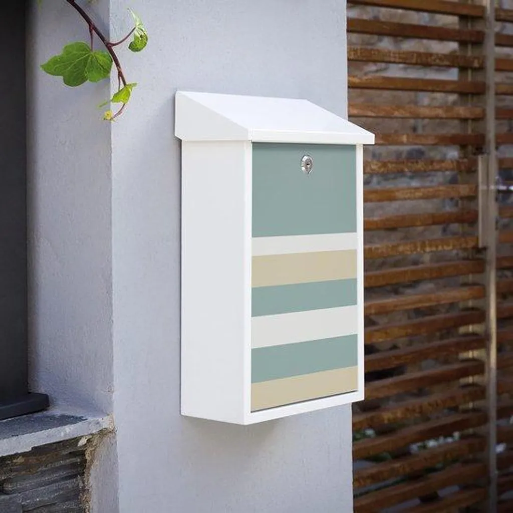Grande boîte à enveloppes en métal blanc 11x27x40 cm, structure robuste
