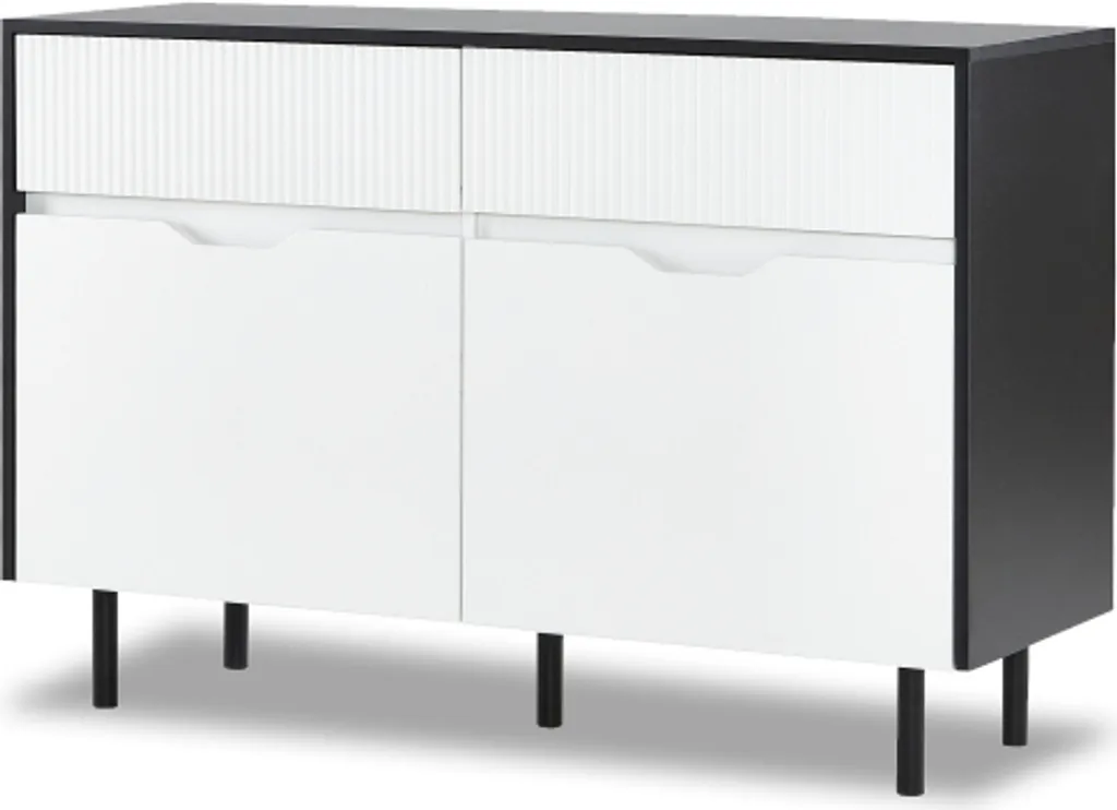 AIORBER Buffet Blanc 120x40x80cm avec 2 Tiroirs et Design Oxford Rainuré