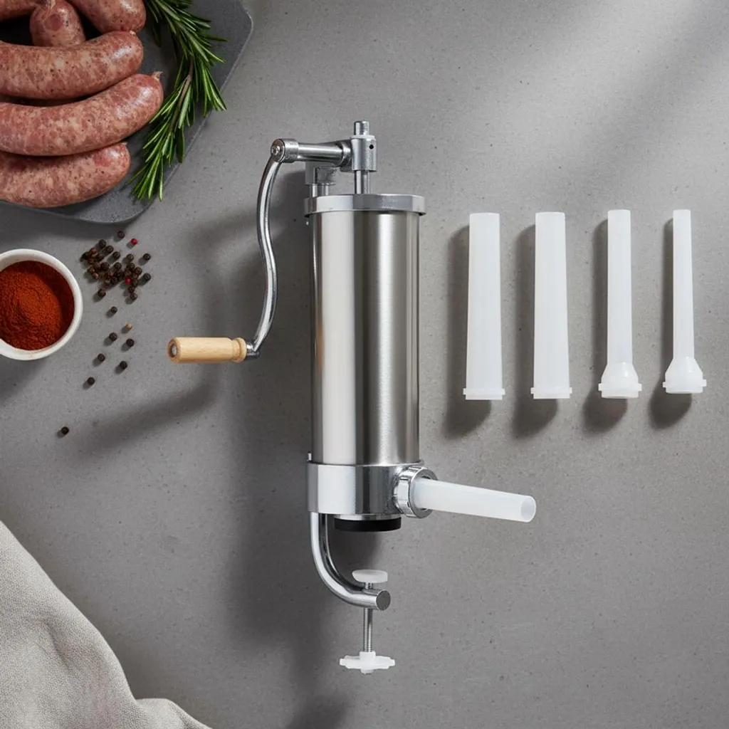 Presse à saucisses 3,5L robuste en acier inox avec piston hermétique pro