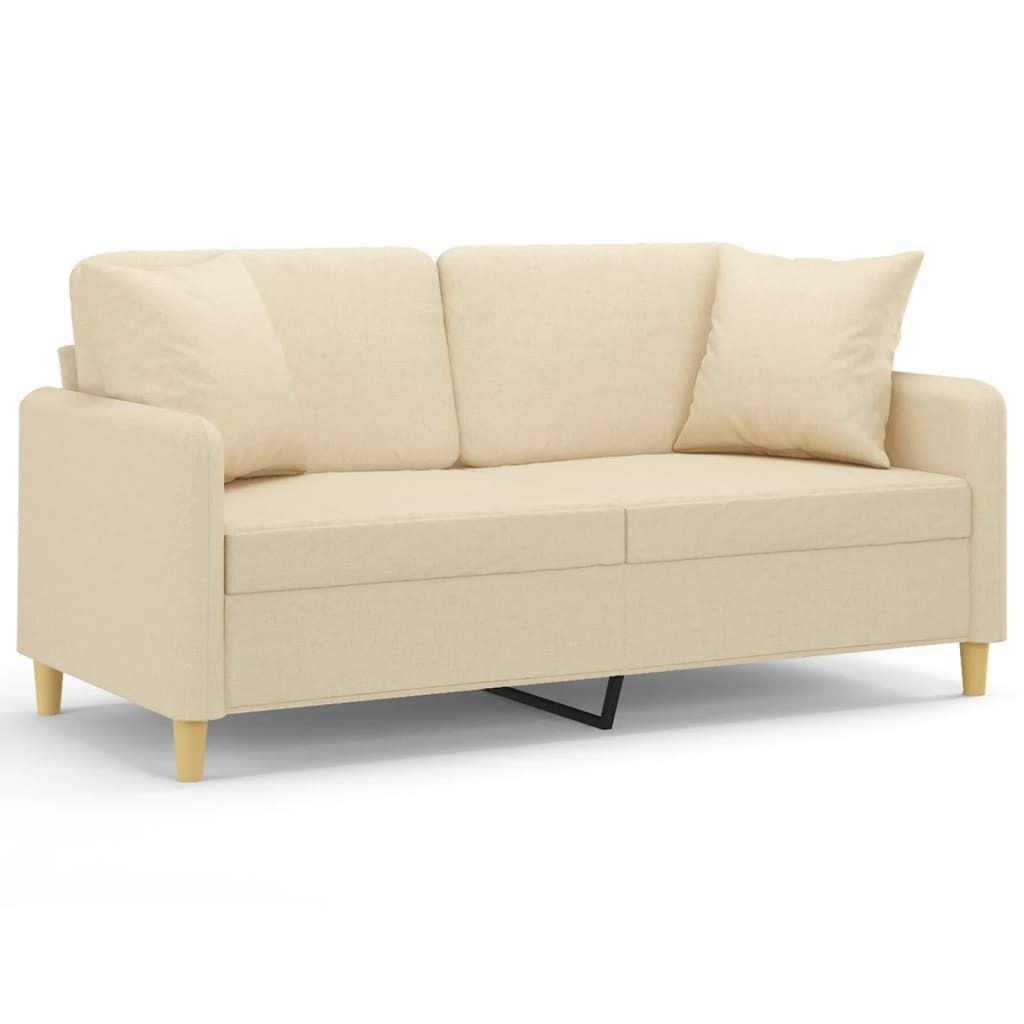 vidaXL 2-Sitzer-Sofa mit Zierkissen Creme 140 cm Stoff
