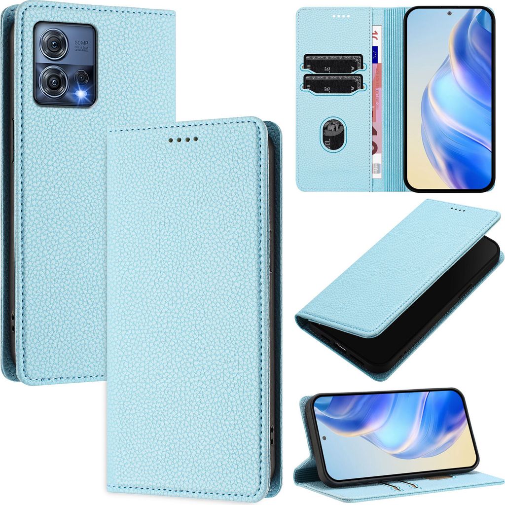 Litchi Leder Handyhülle für Motorola Edge 30 Fusion Wallet Produktbild 