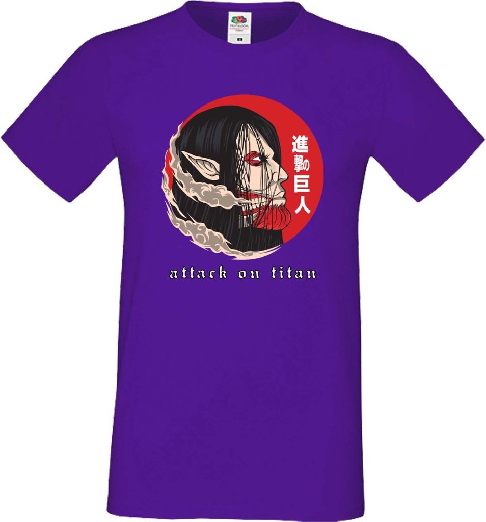 Herren T-Shirt Japan Manga Animation Comics Attack Anime On Titan Eren Yeager 06 Var-014 Yeager Hero, Man XL / Lila