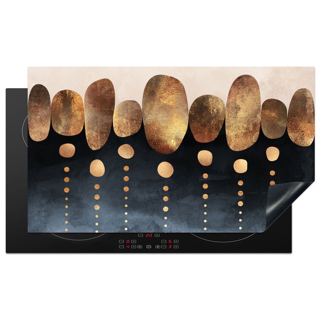 KitchenYeah Herdabdeckplatte Gold - Abstrakt - Luxus , 91x52cm, Küche Deko, Glaskeramikkochfeld Herdabdeckung, Abdeckplatte fùr Kochfeld