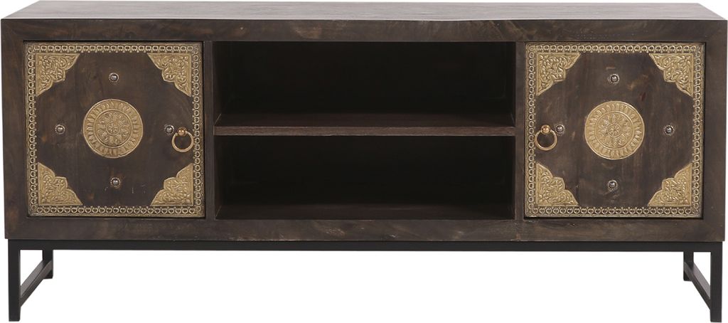 Marrakesch Vintage Lowboard TV Schrank aus Holz 130 cm Breit 40 cm Tief | Orientalische Möbel TV Board Bank für Wohnzimmer & Schlaffzimmer | Fern...