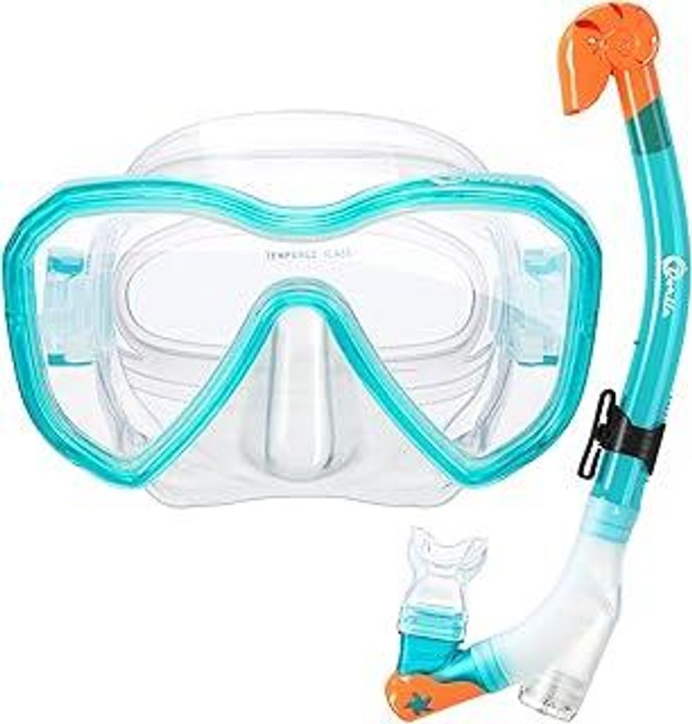 Kinder Schnorchelset Tauchset Schnorchelmaske mit 3-Kanal Premium Dry Schnorchel und Anti-Leck Anti-Fog Taucherbrille Professionelle Schnorchel Set...
