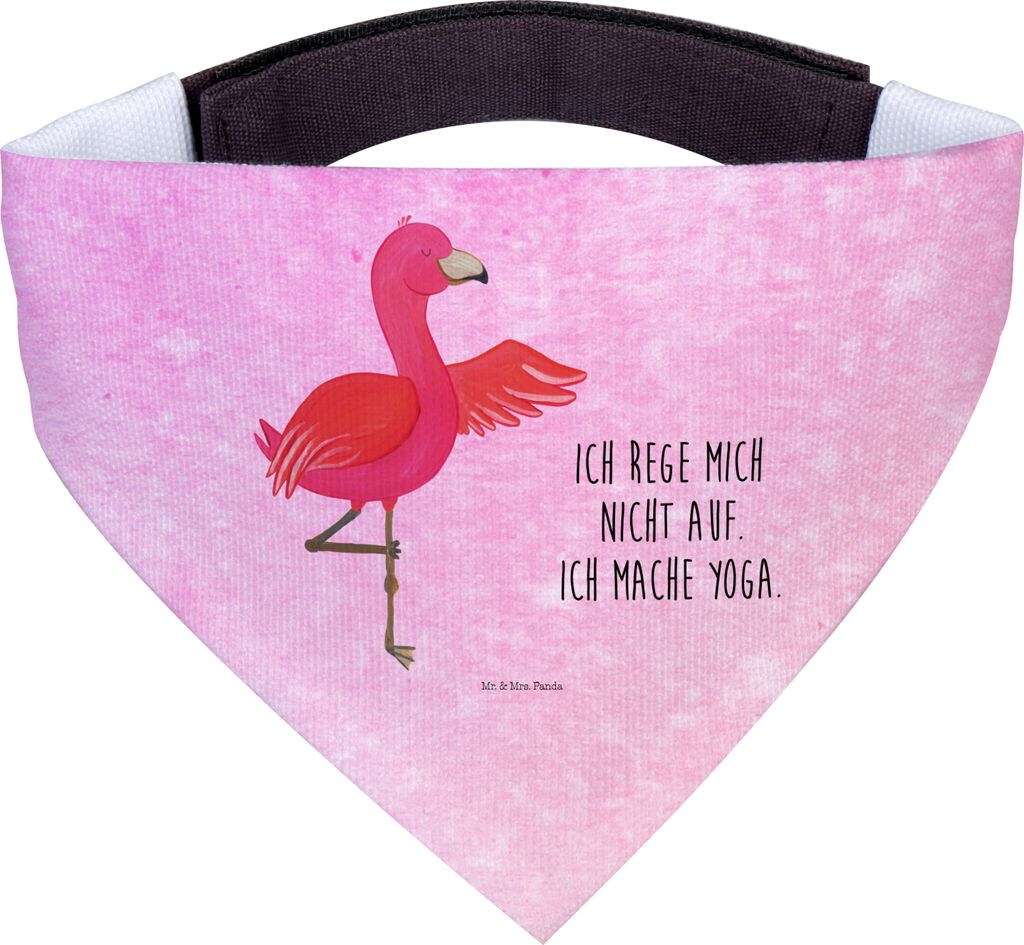 Mr. & Mrs. Panda Bandana Flamingo Yoga - Aquarell Pink - Geschenk, Yogi, Achtsamkeit, Namaste, Halstuch Für Hunde, Rosa, Hals Tuch, Schal, Meditie...