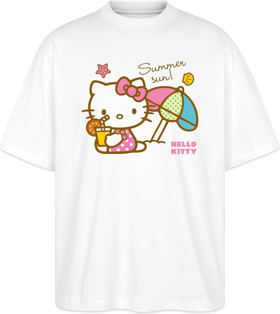 Spreadshirt Hello Kitty Am Strand Summer Sun Oversize Uni T-Shirt, 3XL, Weiß