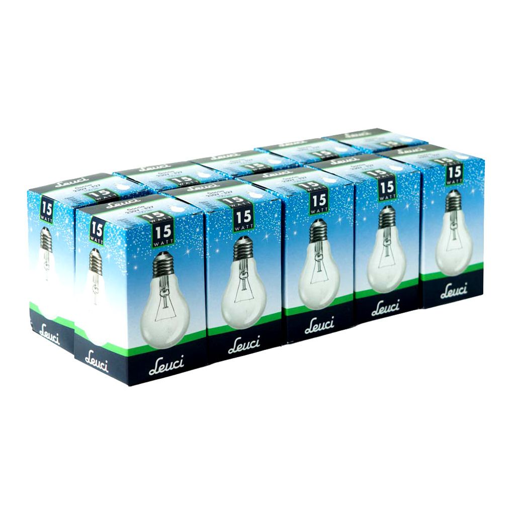 10 x Leuci Glühbirne Birnenform A60 15W E27 klar Glühlampe Produktbild 