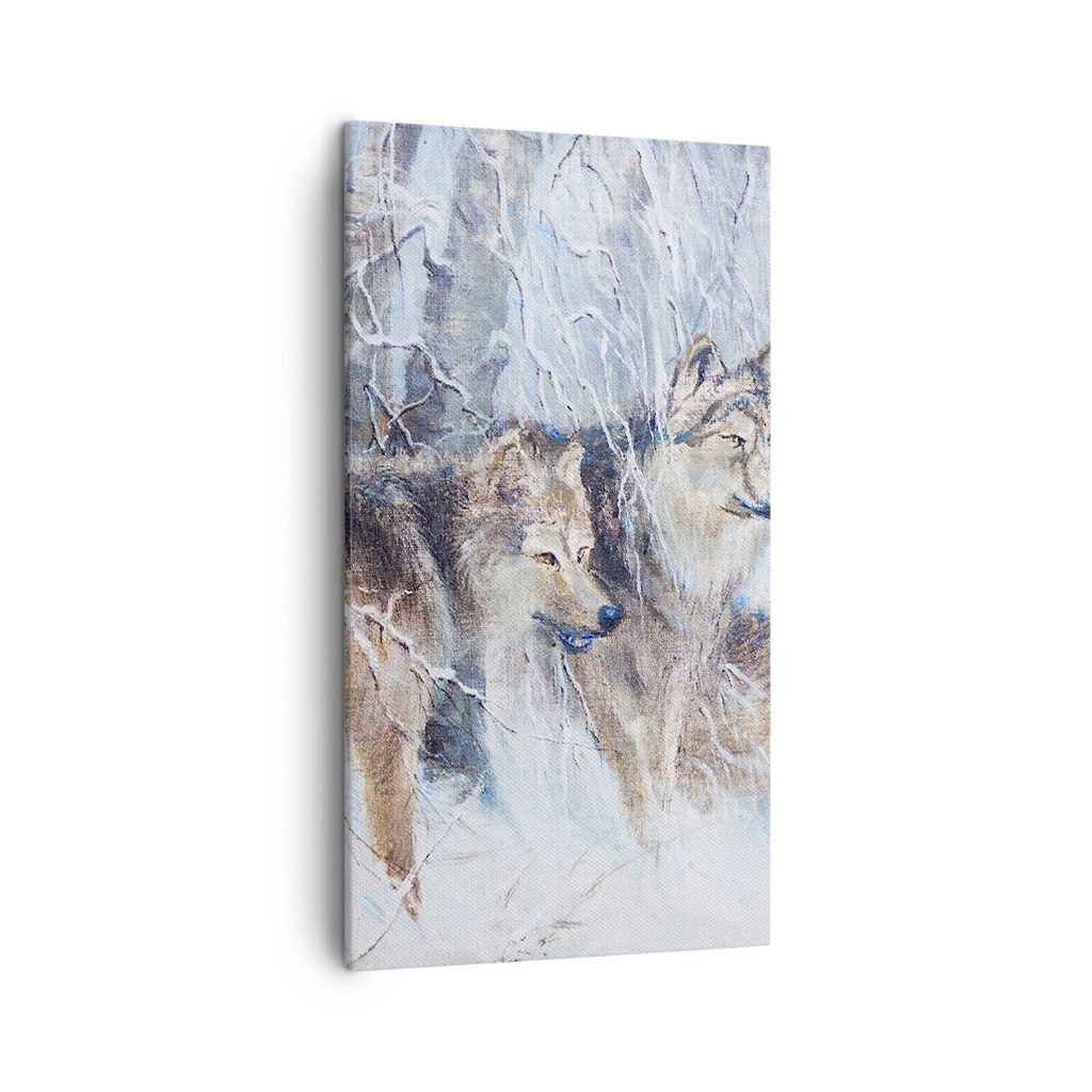 Bild auf Leinwand - Leinwandbild - Wolf Tier Wald - 45x80cm - Wand Bild - Wanddeko - Wandbilder - Leinwanddruck - Bilder - Kunstdruck - Wanddekorat...