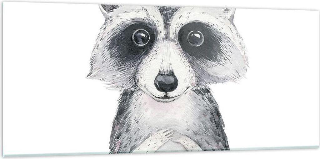 Bilder auf glas - Einteilig - Waschbär Bild Kinder - 120x50cm - Glasbilder - Wandbilder - Bilder - zum Aufhängen bereit - Wanddekoration aus Glas...