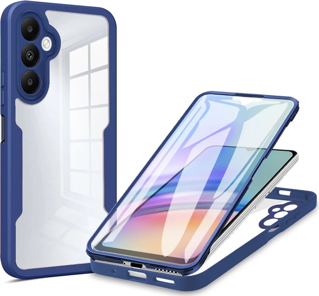 360° transparente Hülle für Samsung Galaxy A22 4G Display, vollständiger Schutz, Farbe:Blau