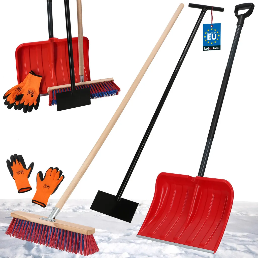 Pelle à neige 133cm robuste avec racloir à glace et balai grand manche