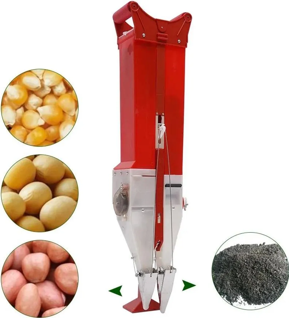 Spandiconcime e seminatrice manuale - Manuale - A doppio cilindro - Per semi e concime - Attrezzo da giardinaggio - Plastica