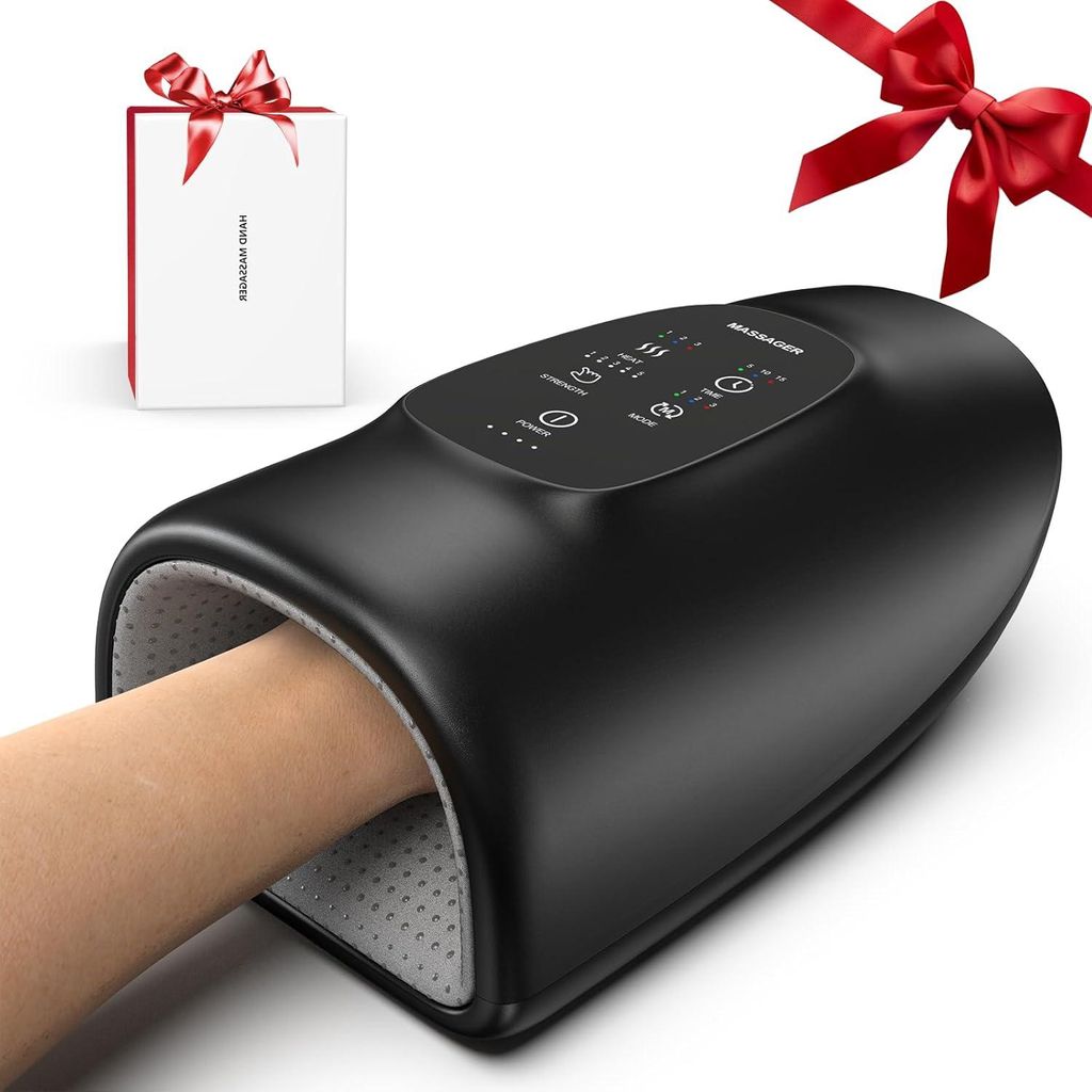 Handmassagegerät mit Wärme und Kompression, Elektrische Handmassage bei Arthritis & Karpaltunnelsyndrom, Schmerzlinderung für Handgelenk & Finger