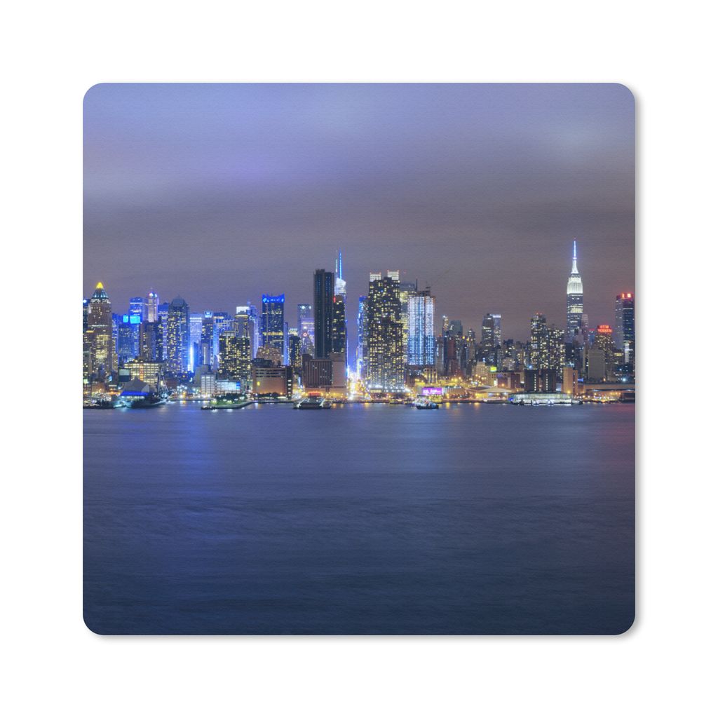 MuchoWow Mauspad Mousepad New York - Skyline - Nacht 30x30 cm - Mousepads - Maus Mat - Pad - Mausunterlage - Gaming