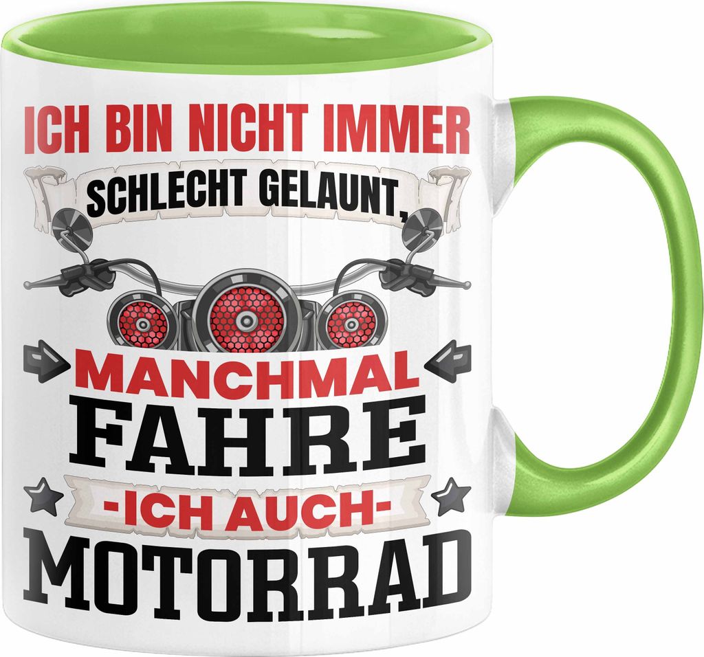 Motorradfahrer Geschenk Tasse Ich Bin Nicht immer Schlecht Produktbild 