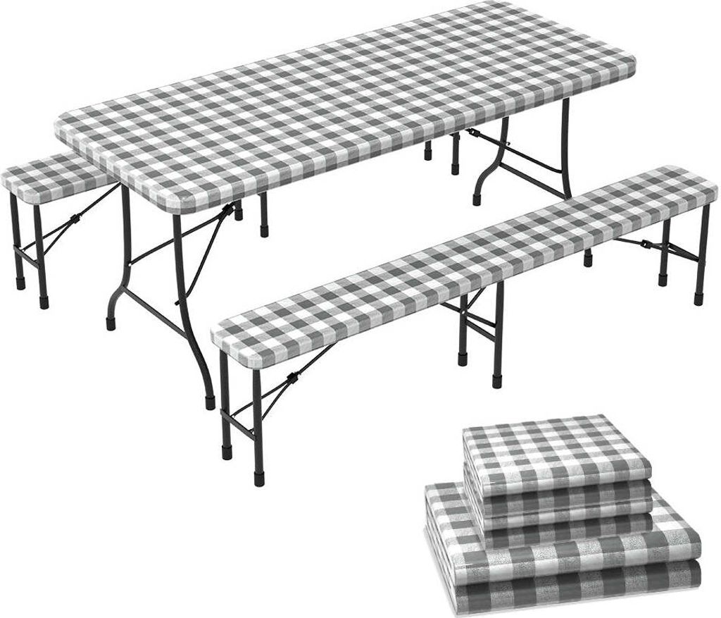 VOUNOT Tischdecke Tischtuch 3er Set, Elastisch Rechteckig Gartentischdecke Outdoor, Abwaschbar abwischbar Wetterfest