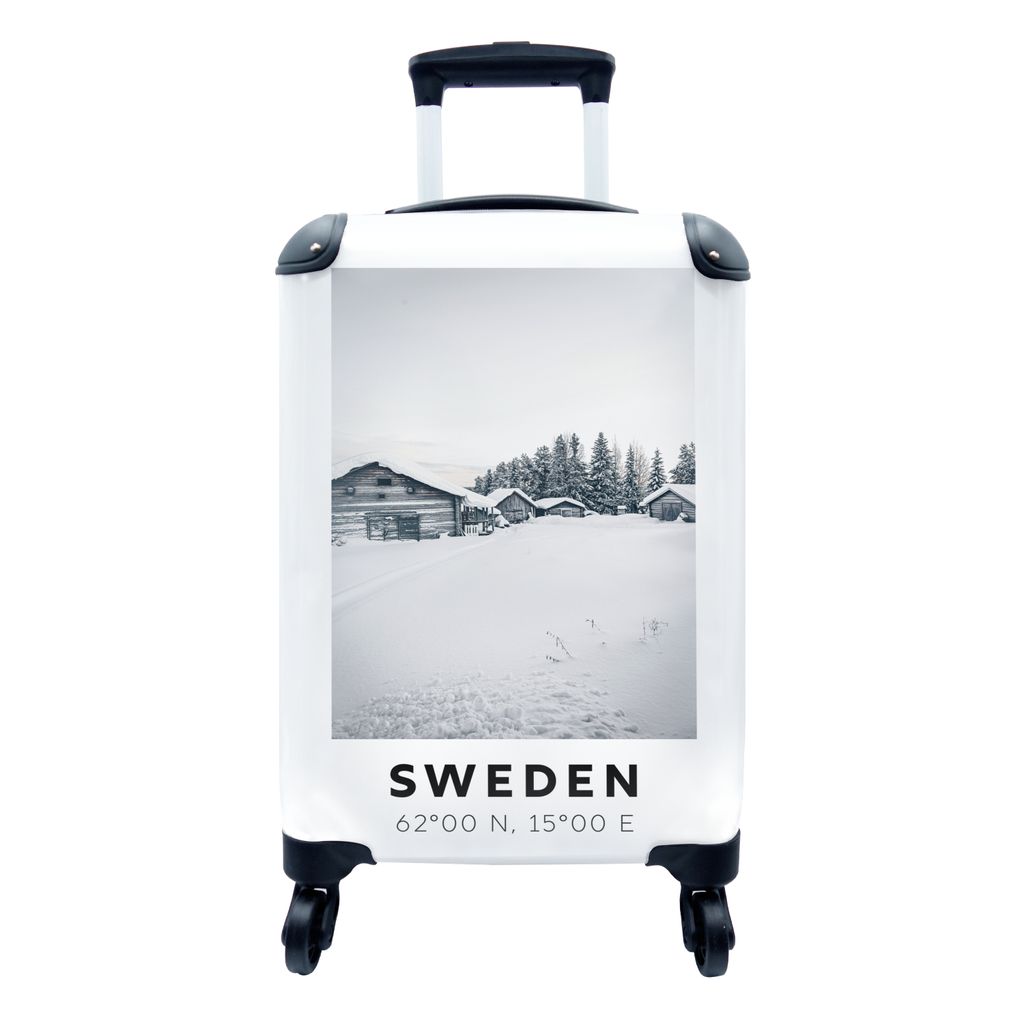 MuchoWow Koffer Handgepäck Trolley Rollkoffer Kleine Reisekoffer mit 4 Rollen - Schweden - Schnee - Skandinavien - Cabin Size < 55x40x23 cm & 55...