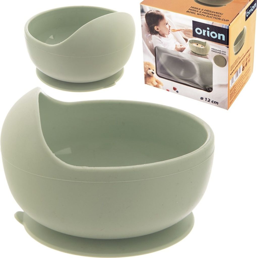 Orion Kinderschüssel Breischale Babyschale Kinderschale aus Silikon mit Saugnapf grün 360 ml