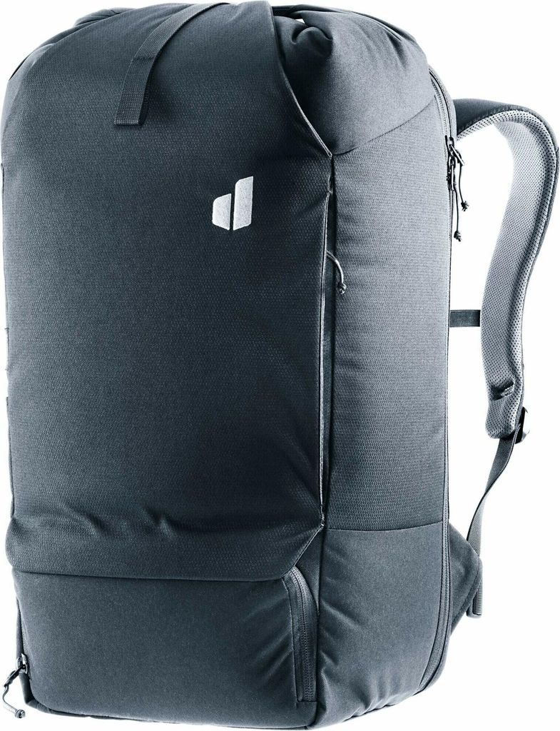 A dark gray Deuter backpack is shown against a white background.