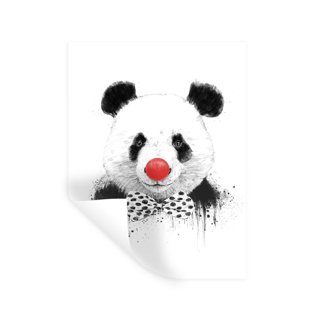 MuchoWow Wandtattoo Wandsticker Wandaufkleber Panda - Clown - Schleife - Nase - Rot 120x160 cm Selbstklebend und Repositionierbar - Wierderverwen...