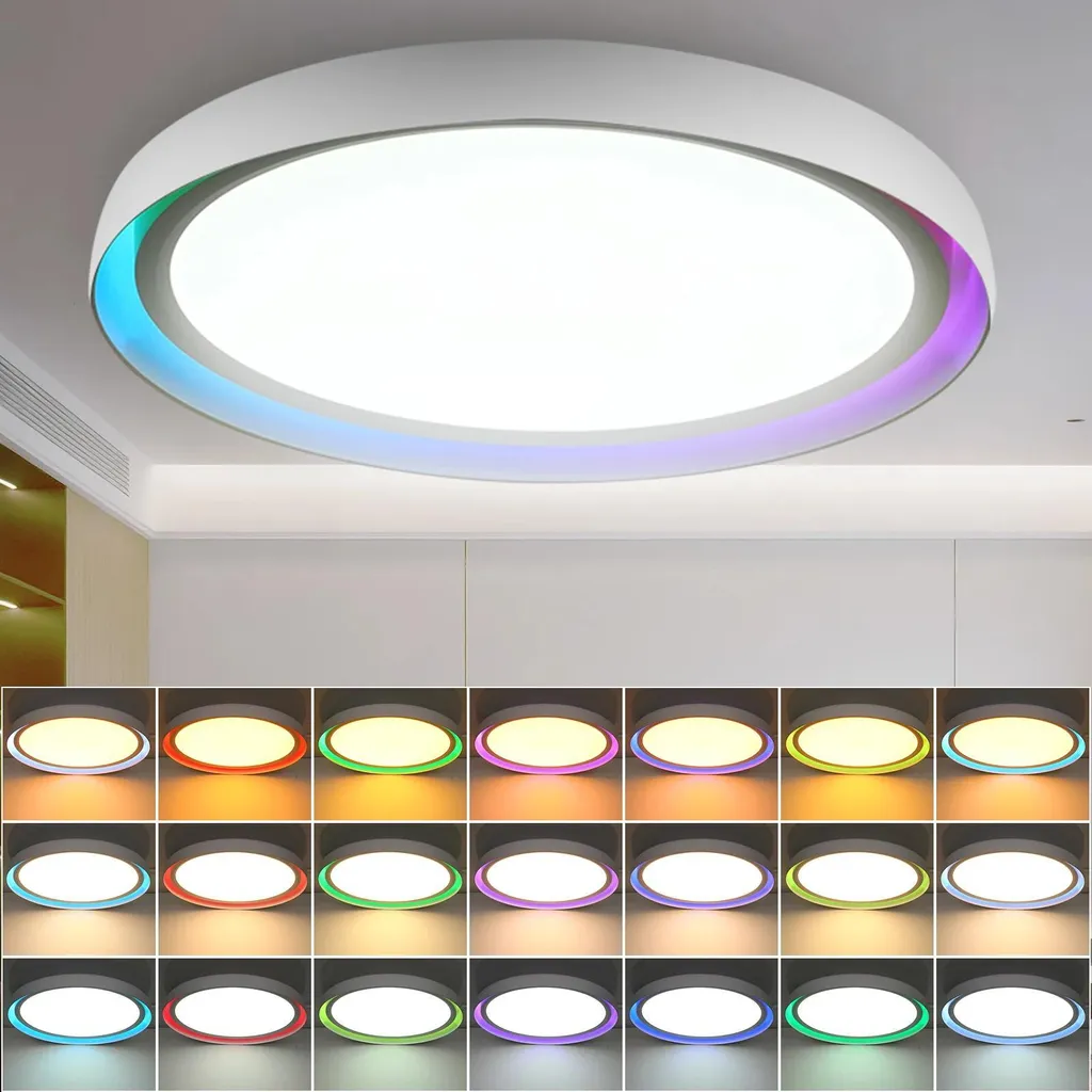 Plafonnier LED pour Salon et Chambre avec Intensité Réglable et Couleurs