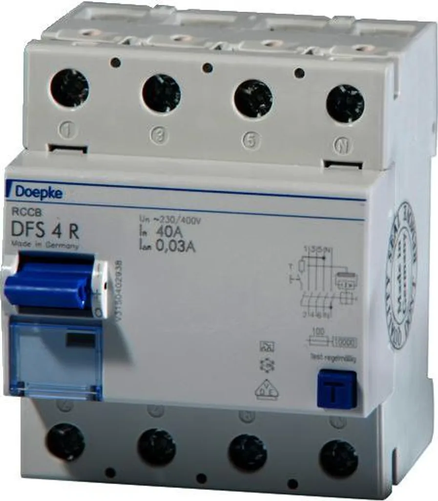Dispositif Différentiel Résiduel 40A 10000A Type A Doepke 72mm Compact