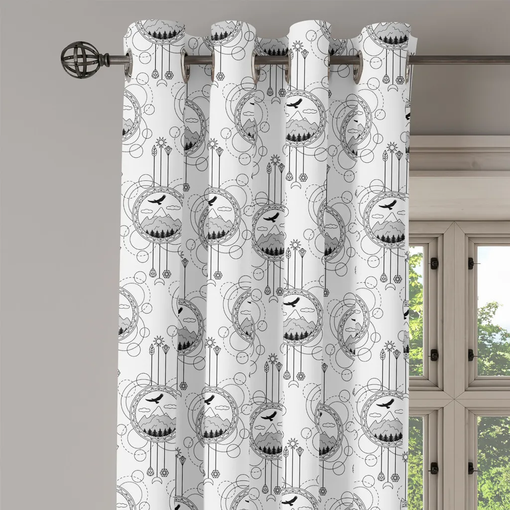 ABAKUHAUS Tenda 2 Pannelli 280x245 - Bianco Nero Grigio Montagna - 2