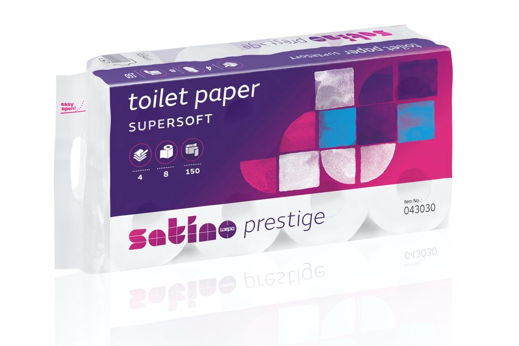 Toilettenpapier 4-lagig weiß 8 Rollen Klopaier WC-Papier vierlagig 150 Blatt 