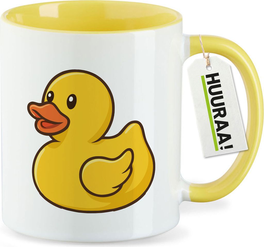 Huuraa Kaffeetasse Quietscheente Gummiente Badeente 330ml Gelb Keramik Kaffeebecher Geschenkidee