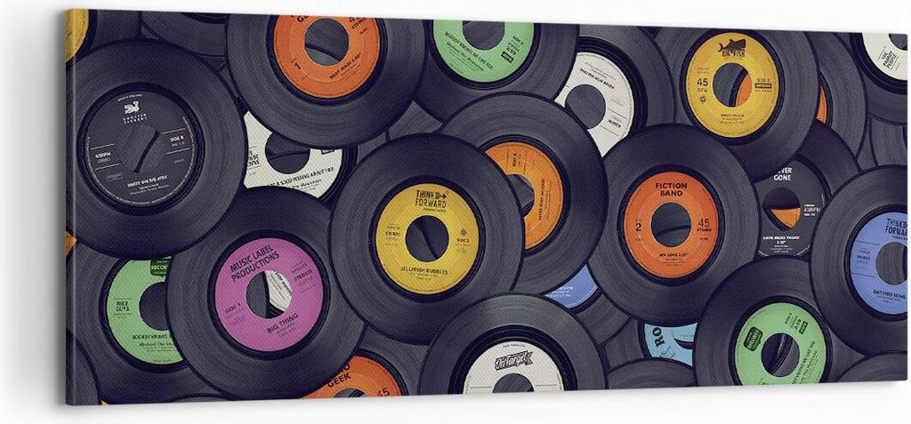 Bild auf Leinwand - Leinwandbild - Einteilig - Platten Vinyl Grafiken - 100x40cm - Wand Bild - Wanddeko - Wandbilder - Leinwanddruck - Bilder - Wan...